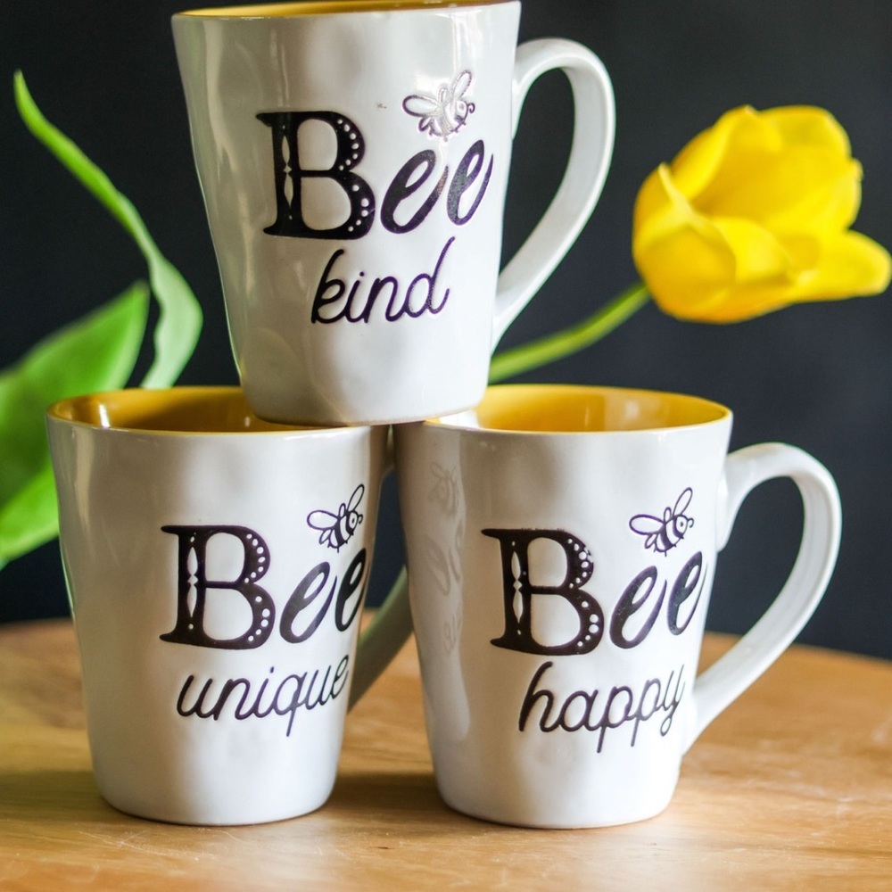 Bee-Kind, Unique and Happy Mugs Set